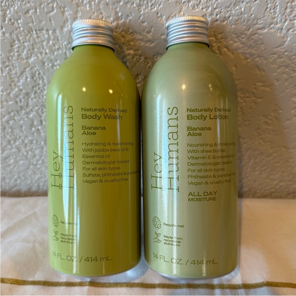 Hey Humans Banana Aloe Body Wash and Lotion Set